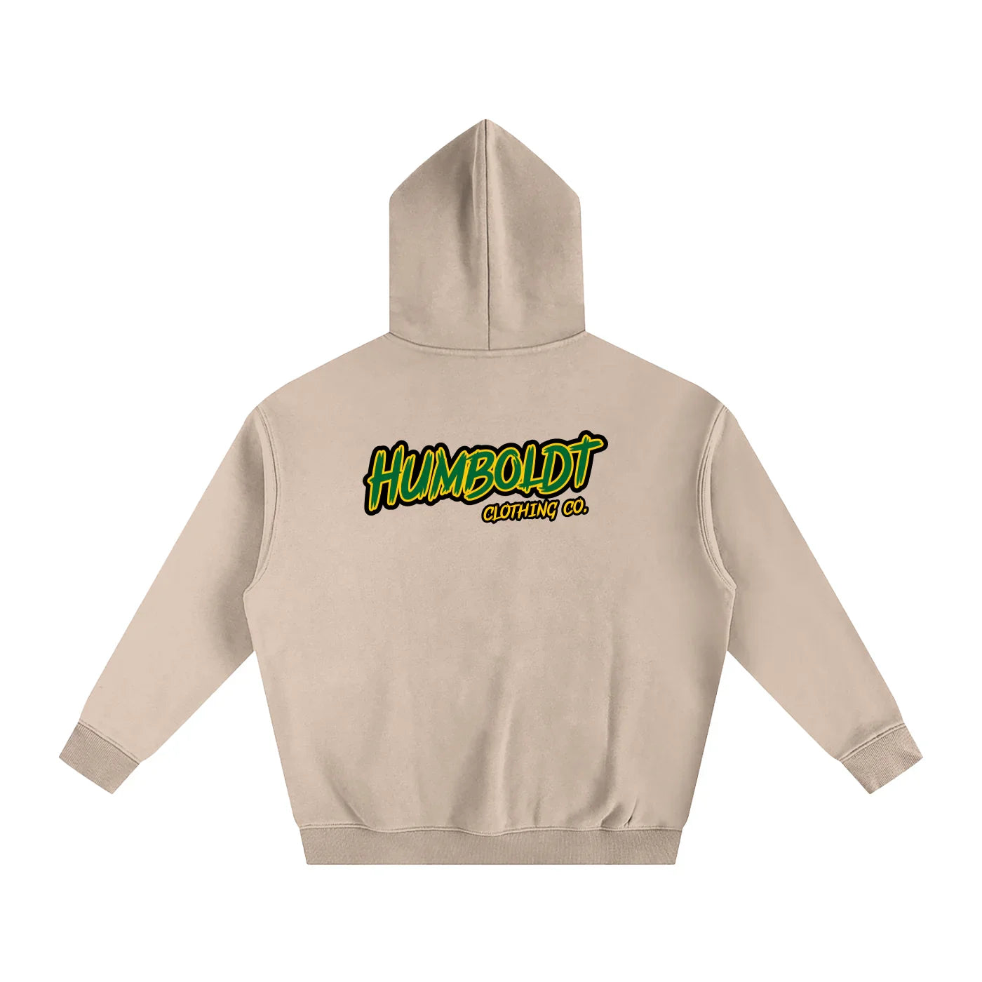 Beige hoodie with Humboldt Clothing Co. logo, urban streetwear style