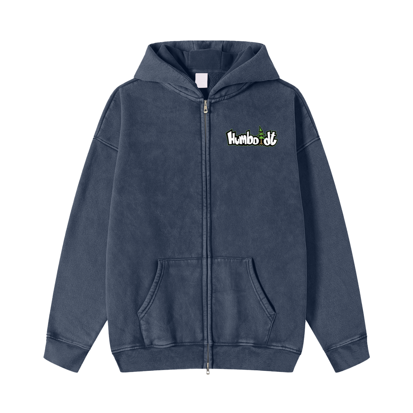 Mountain Scene Snow Washed Zipper Fleece Hoodie