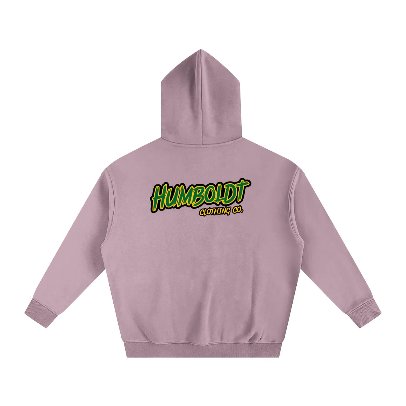 Dusty pink hoodie with Humboldt Clothing Co. logo, blending outdoor and streetwear style