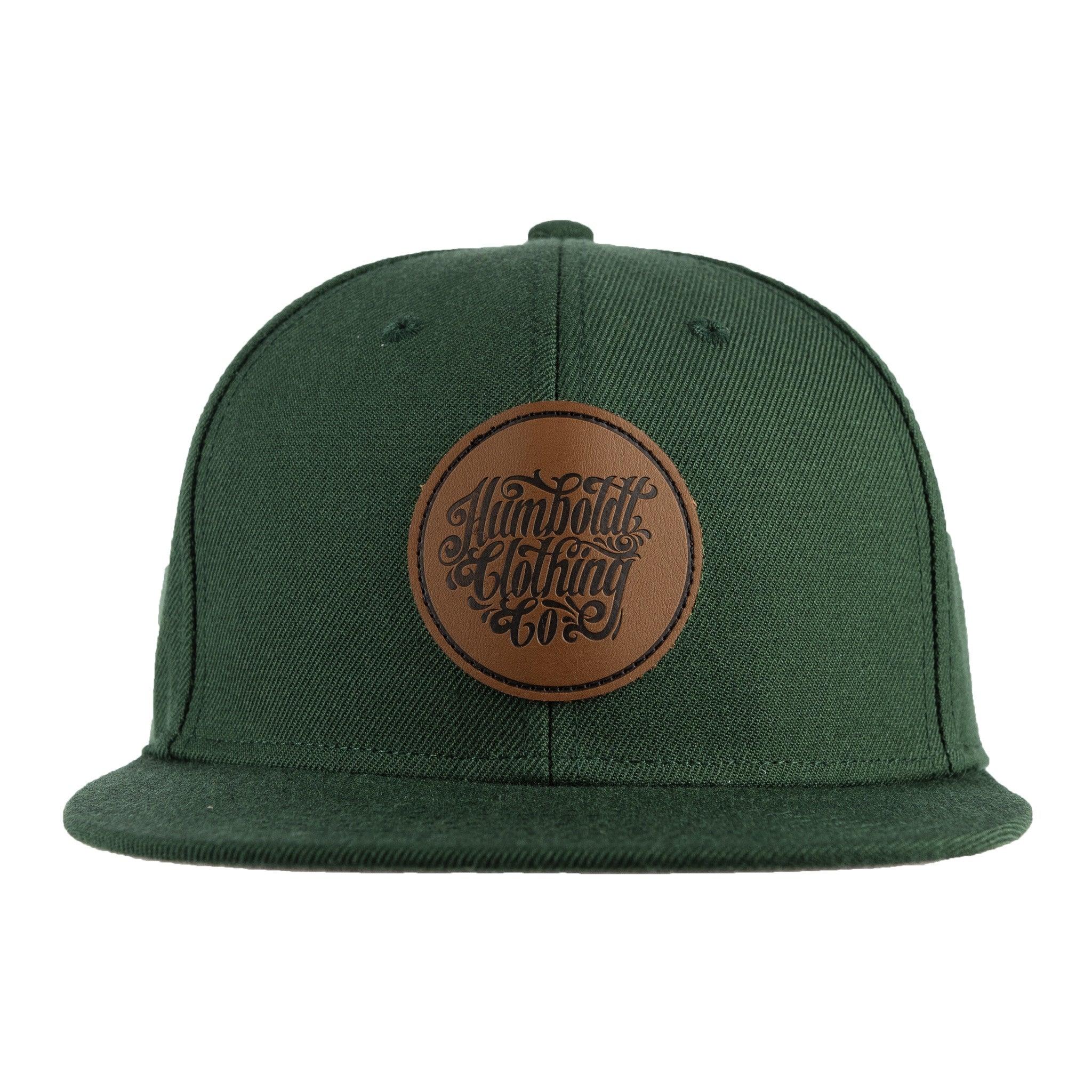 Flat Bill Stock Leather Patch Hat Forest Green