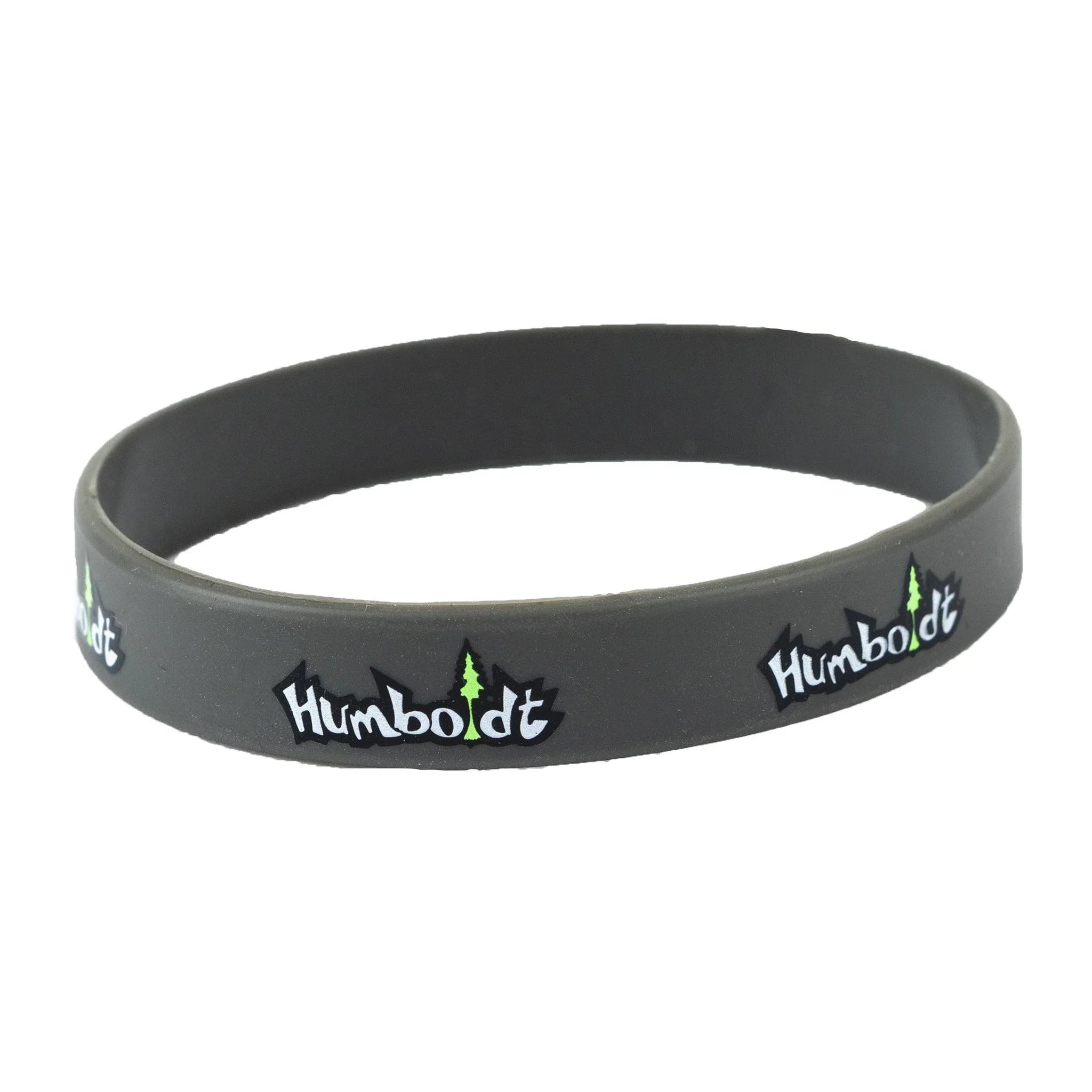 Black silicone wristband with 'Humboldt' text and green tree logo, outdoor lifestyle accessory