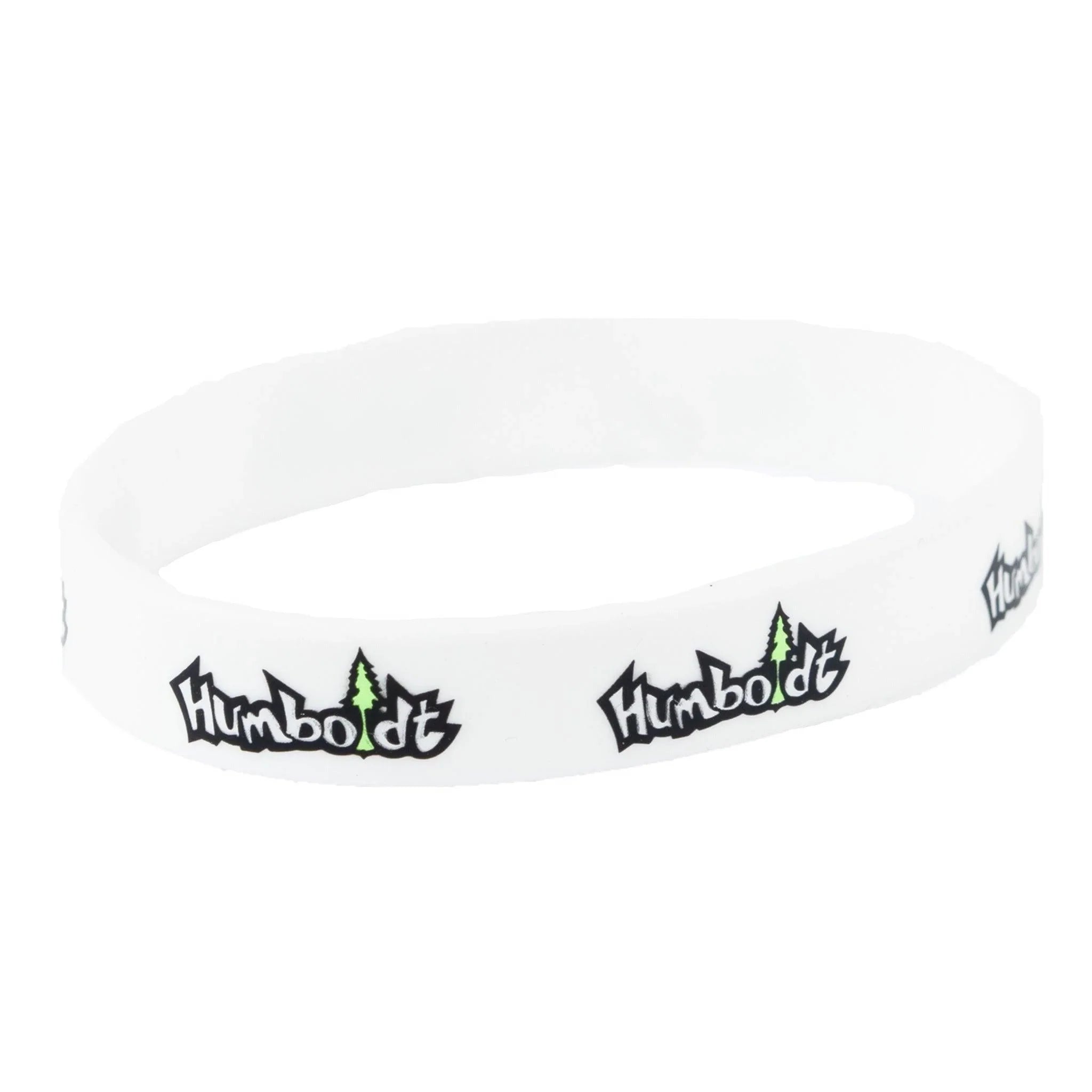White silicone wristband with 'Humboldt' text and green tree logo, outdoor accessory