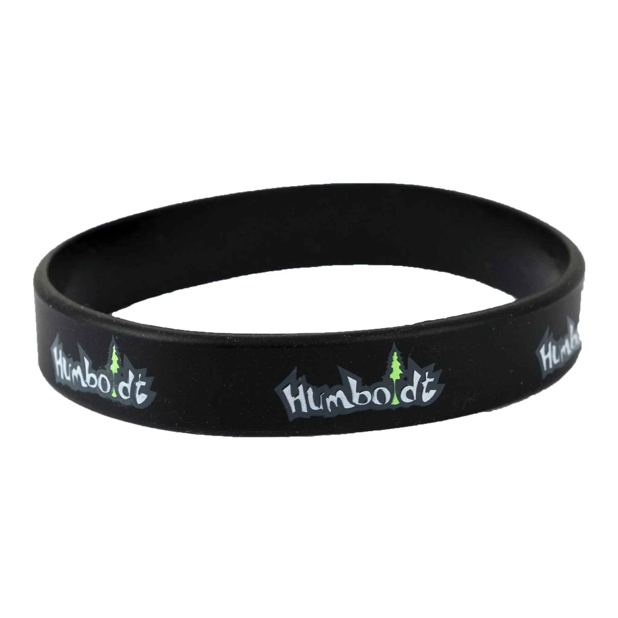 Black silicone wristband with 'Humboldt' text and green tree design, outdoor lifestyle accessory