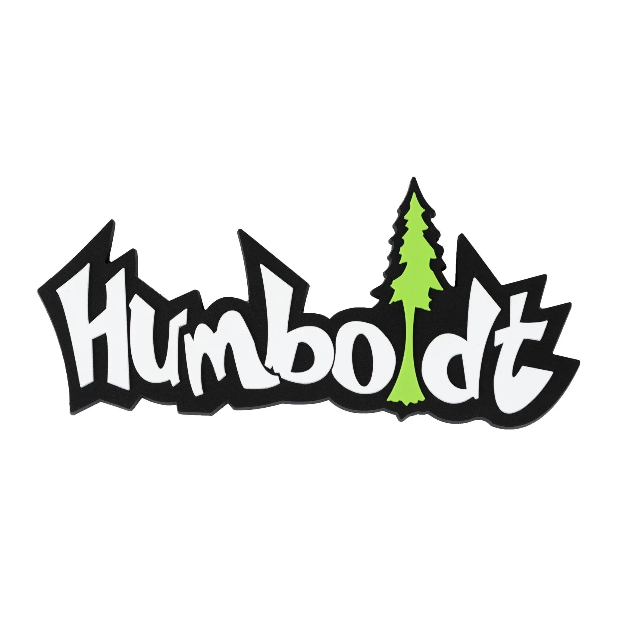 Humboldt logo with green pine tree, black and white text, outdoor style design
