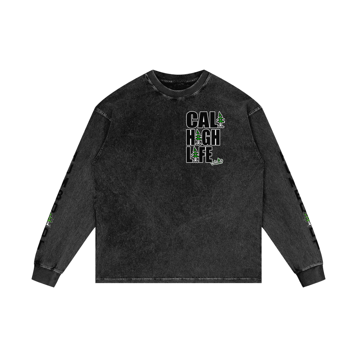 Cali High Life Acid Wash Oversize Long Sleeve TShirt - CUSTOM ORDER