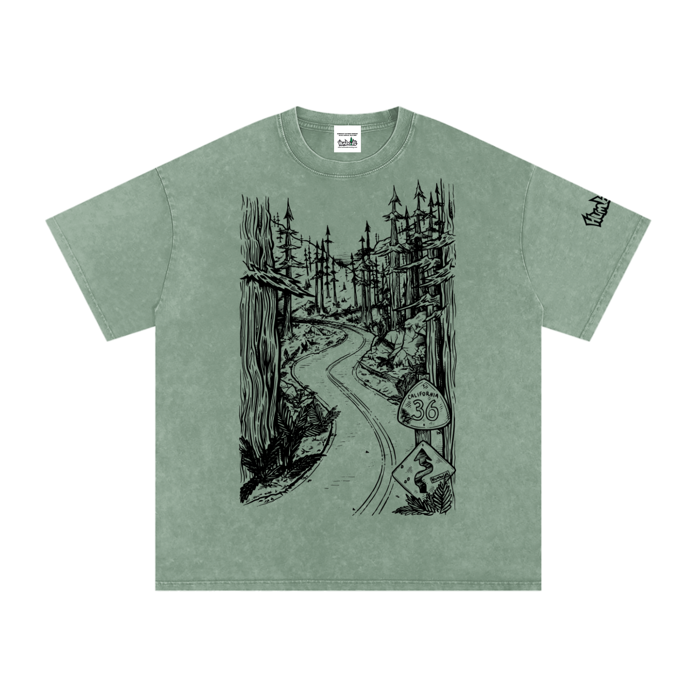 Highway 36 Snow Washed Oversized Cotton TShirt Black Ink Colorway - CUSTOM ORDER