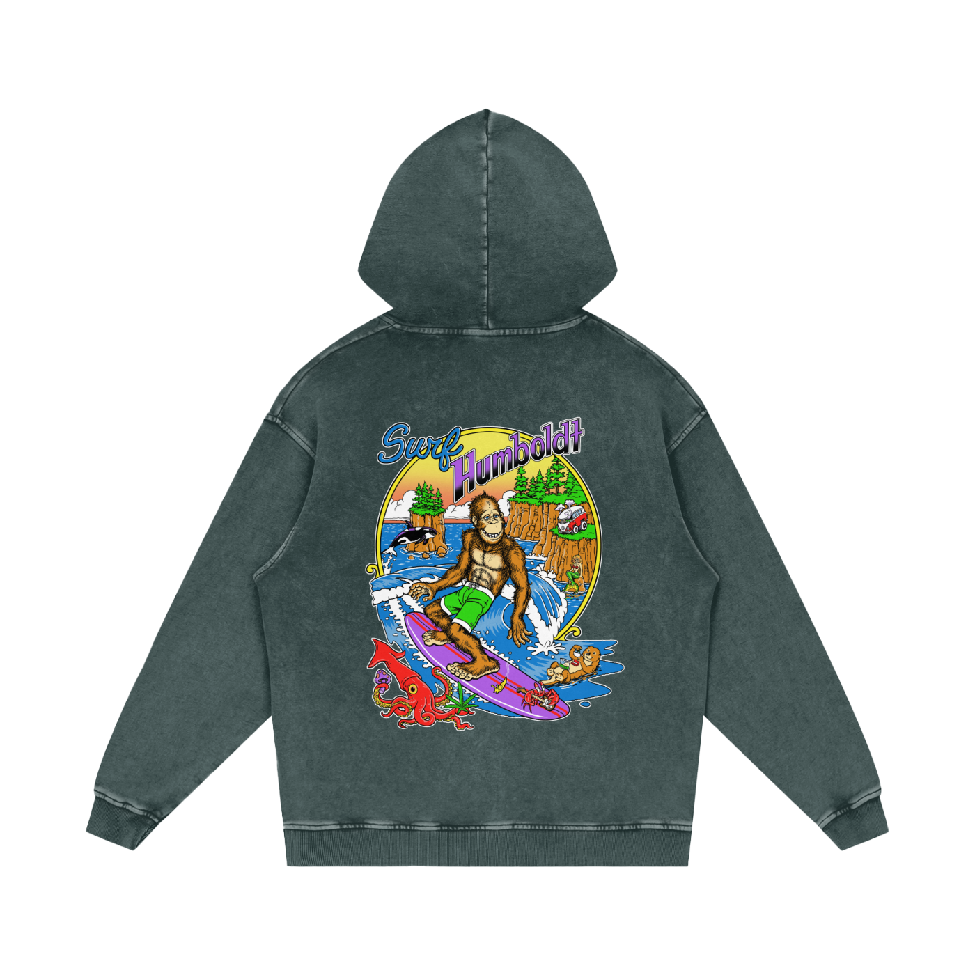 Bigfoot Surfin Snow Washed Loose Cotton Hoodie-CUSTOM ORDER