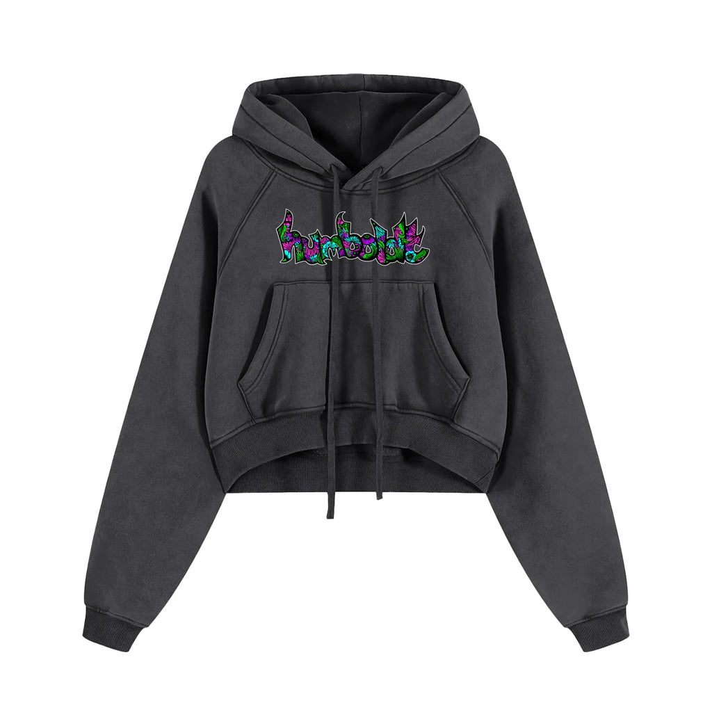 Flowers Inside Snow Washed Cropped Pullover Hoodie - CUSTOM ORDER