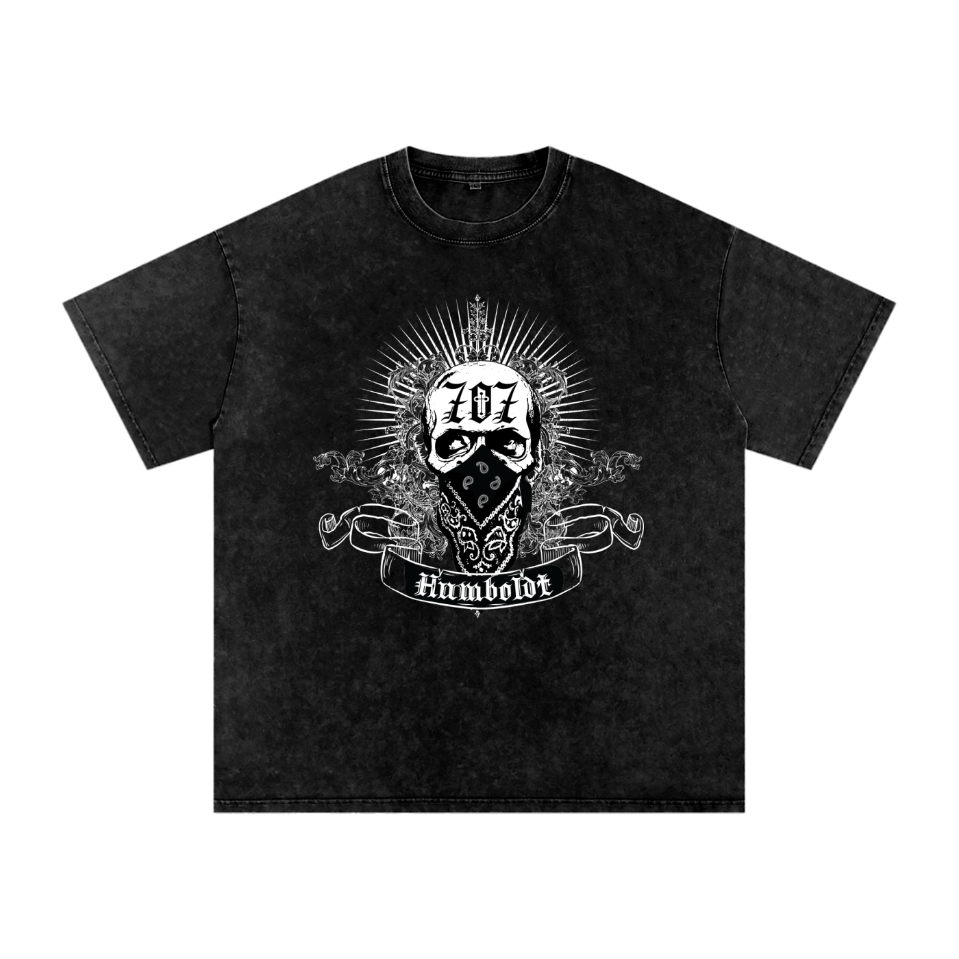 707 Bandana Skull Snow Washed Oversized Cotton T-Shirt-CUSTOM ORDER