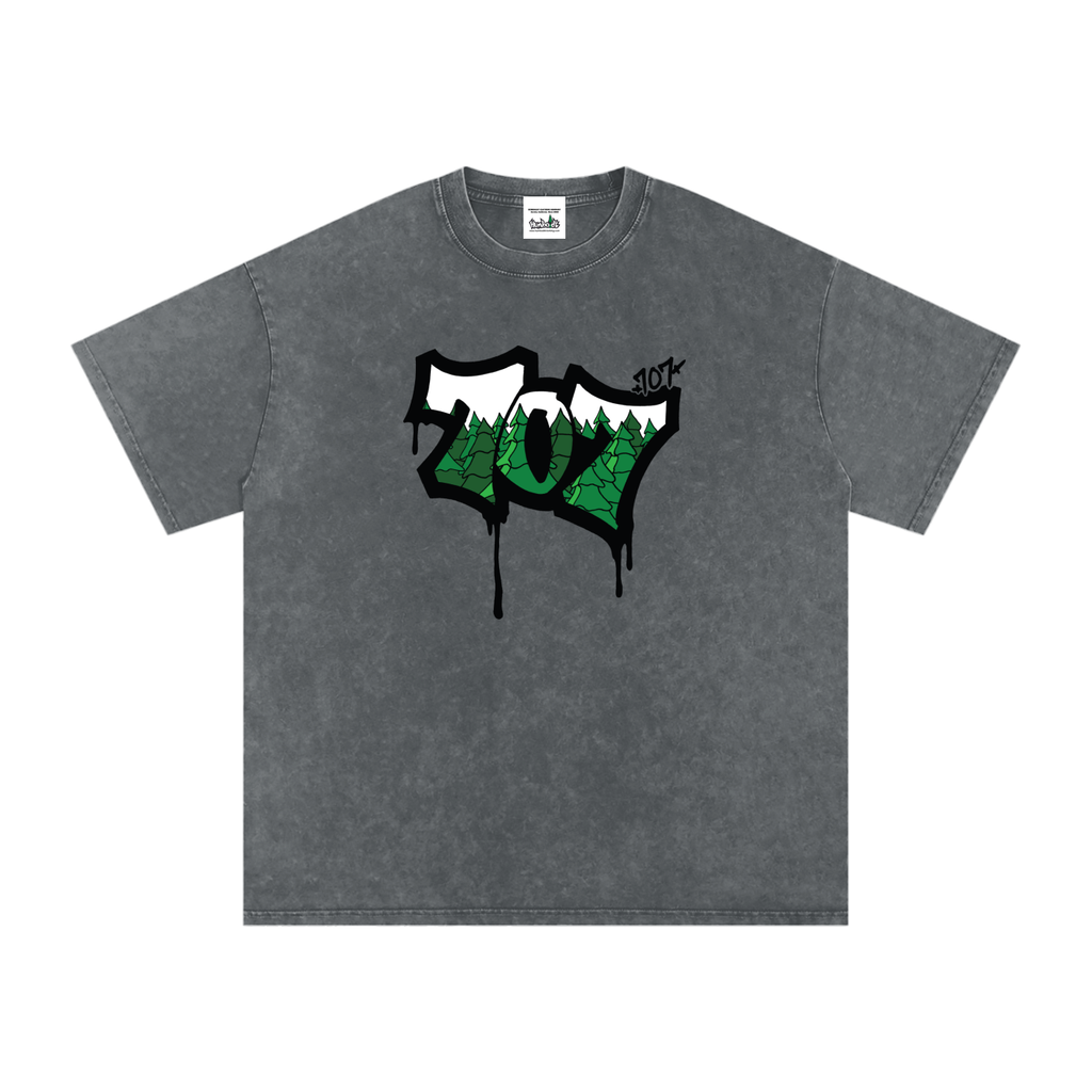 707 Trees Snow Washed Oversized Cotton T-Shirt-CUSTOM ORDER