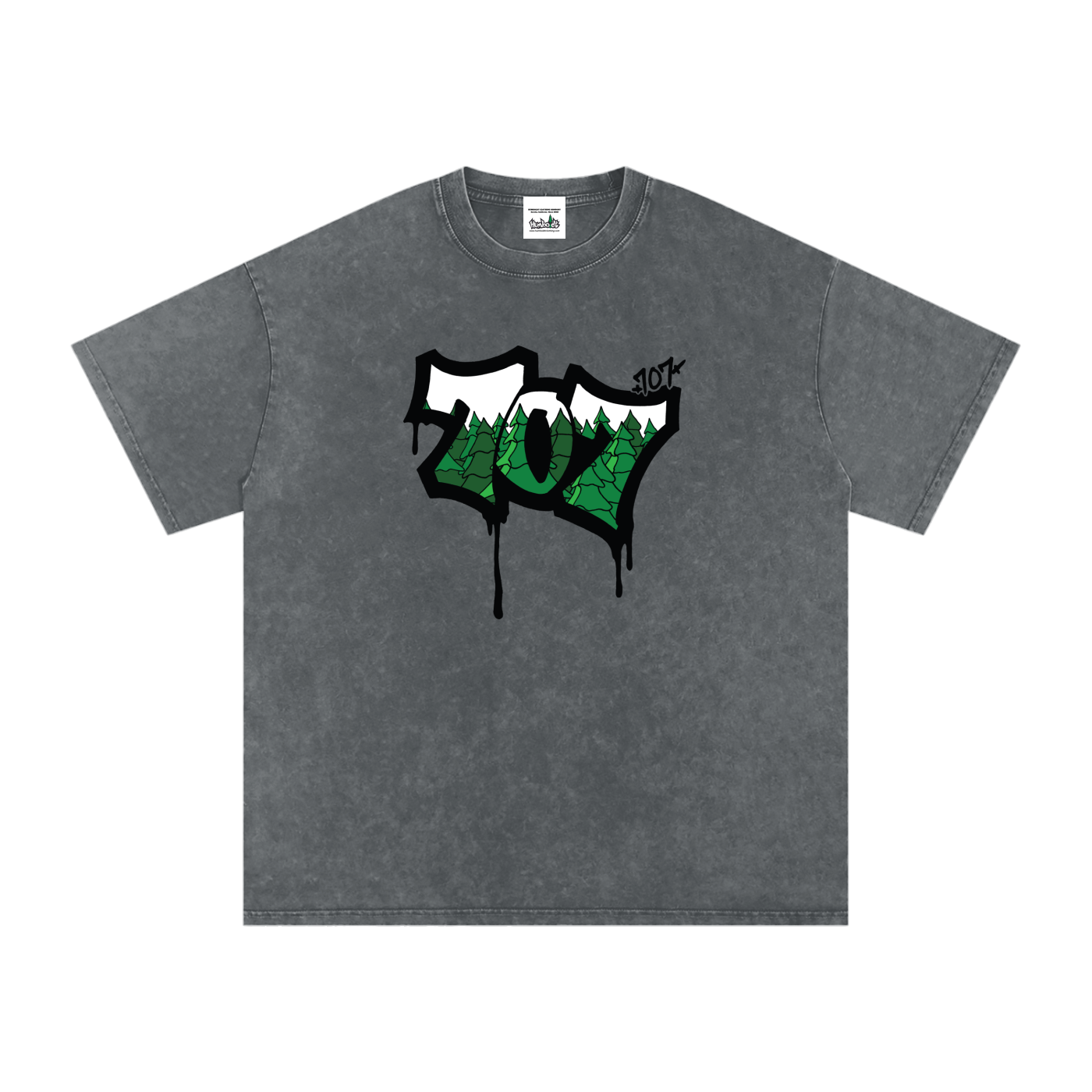 707 Trees Snow Washed Oversized Cotton T-Shirt-CUSTOM ORDER