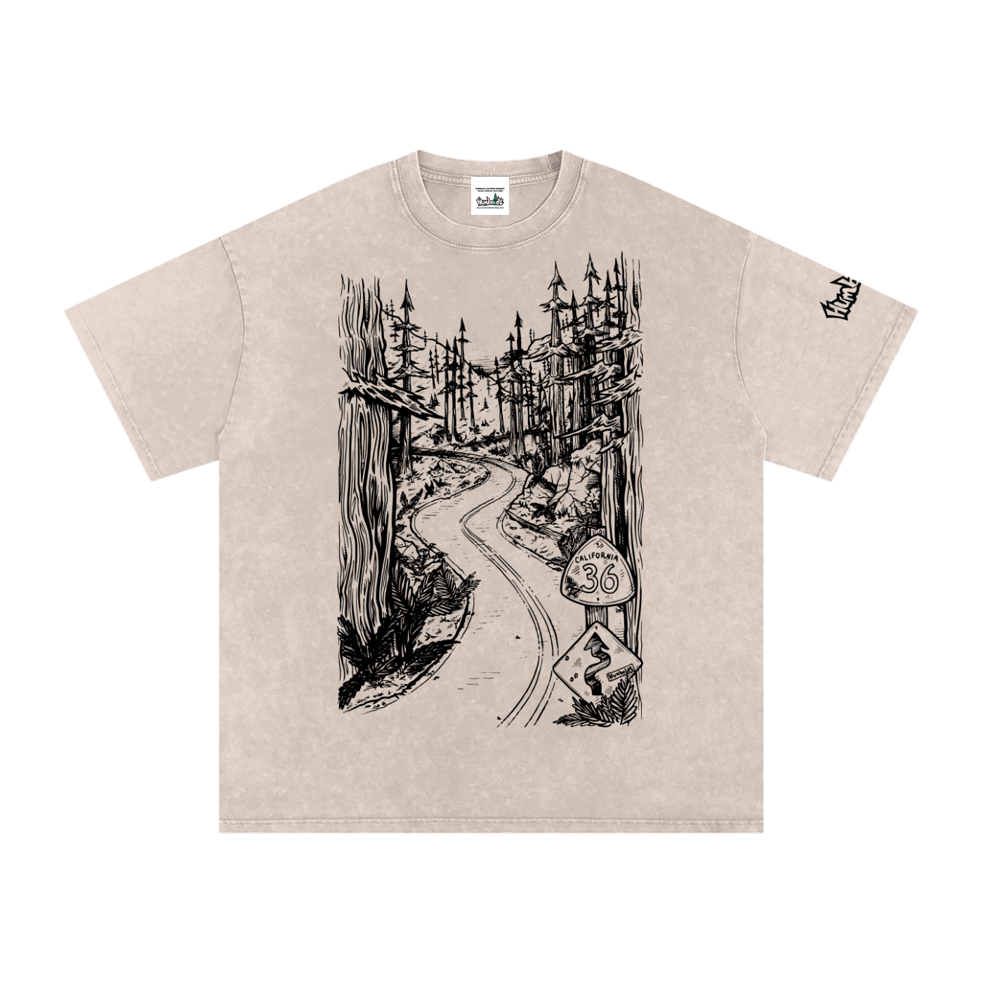 Highway 36 Snow Washed Oversized Cotton TShirt Black Ink Colorway - CUSTOM ORDER