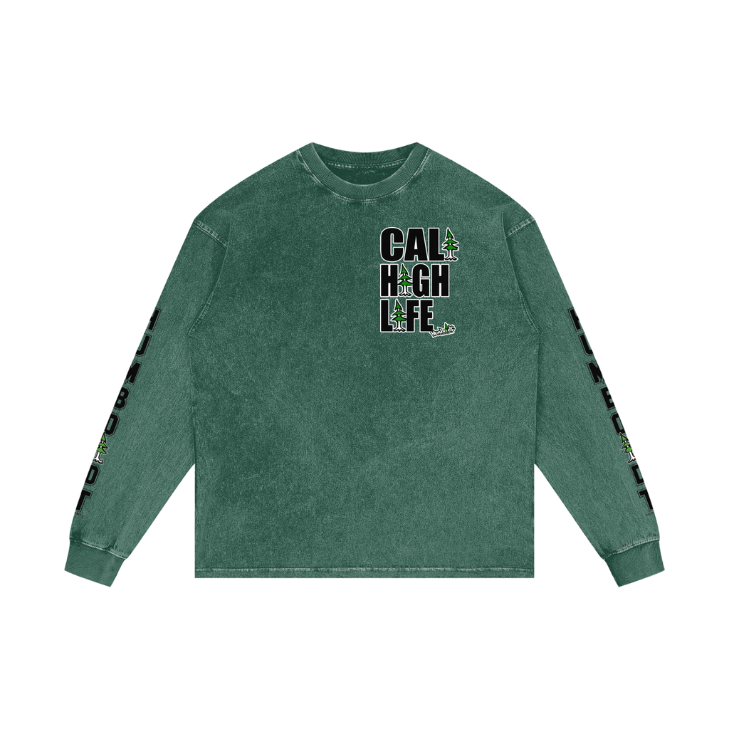 Cali High Life Acid Wash Oversize Long Sleeve TShirt - CUSTOM ORDER