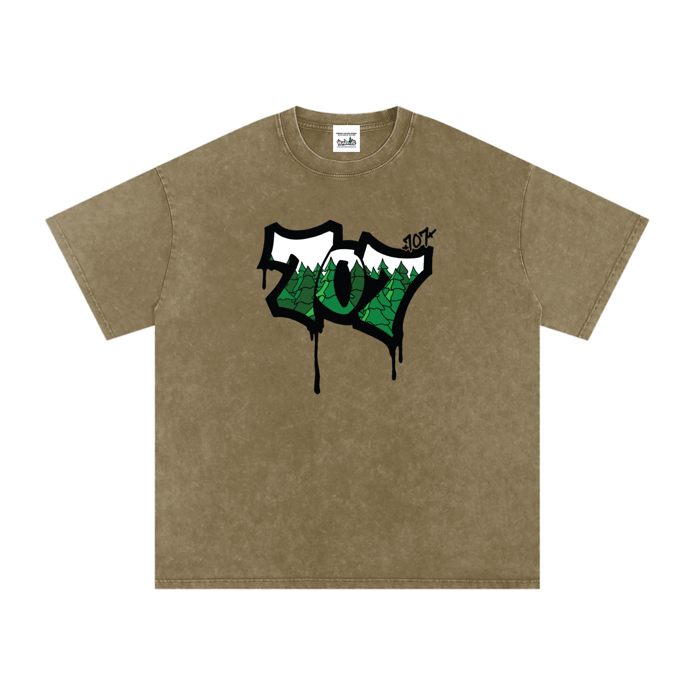 707 Trees Snow Washed Oversized Cotton T-Shirt-CUSTOM ORDER