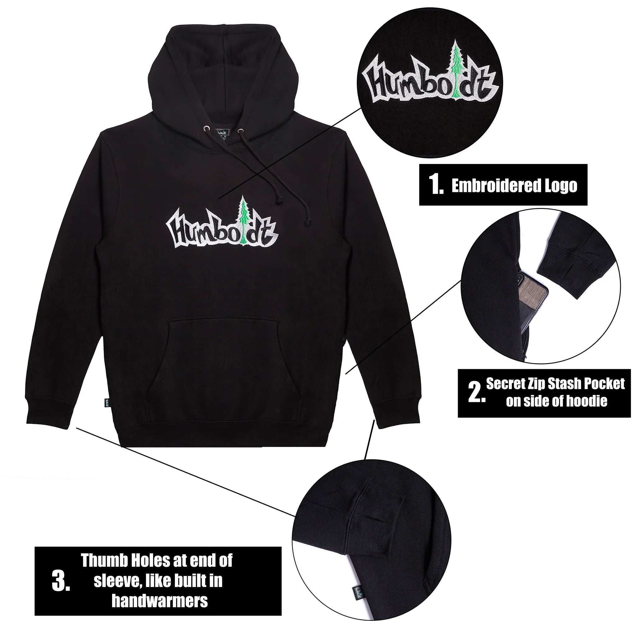 Big Treelogo EMB P/O BLK-WHT-KEL Pullover Hoodie