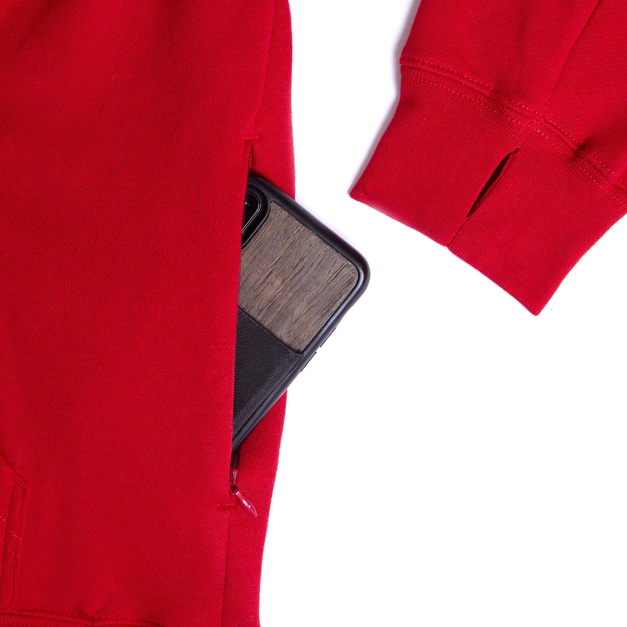 Big Treelogo EMB P/O RED-BLK-GRY Pullover Hoodie