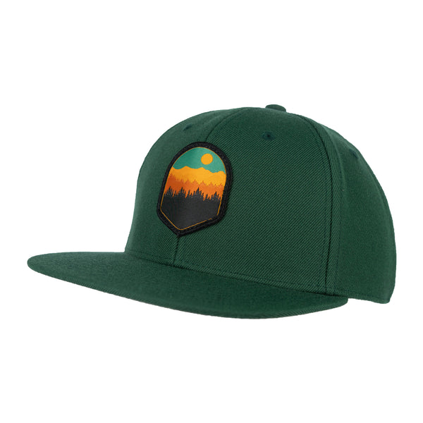 FB Mountain Scene Stock Snap Hat Forest Green