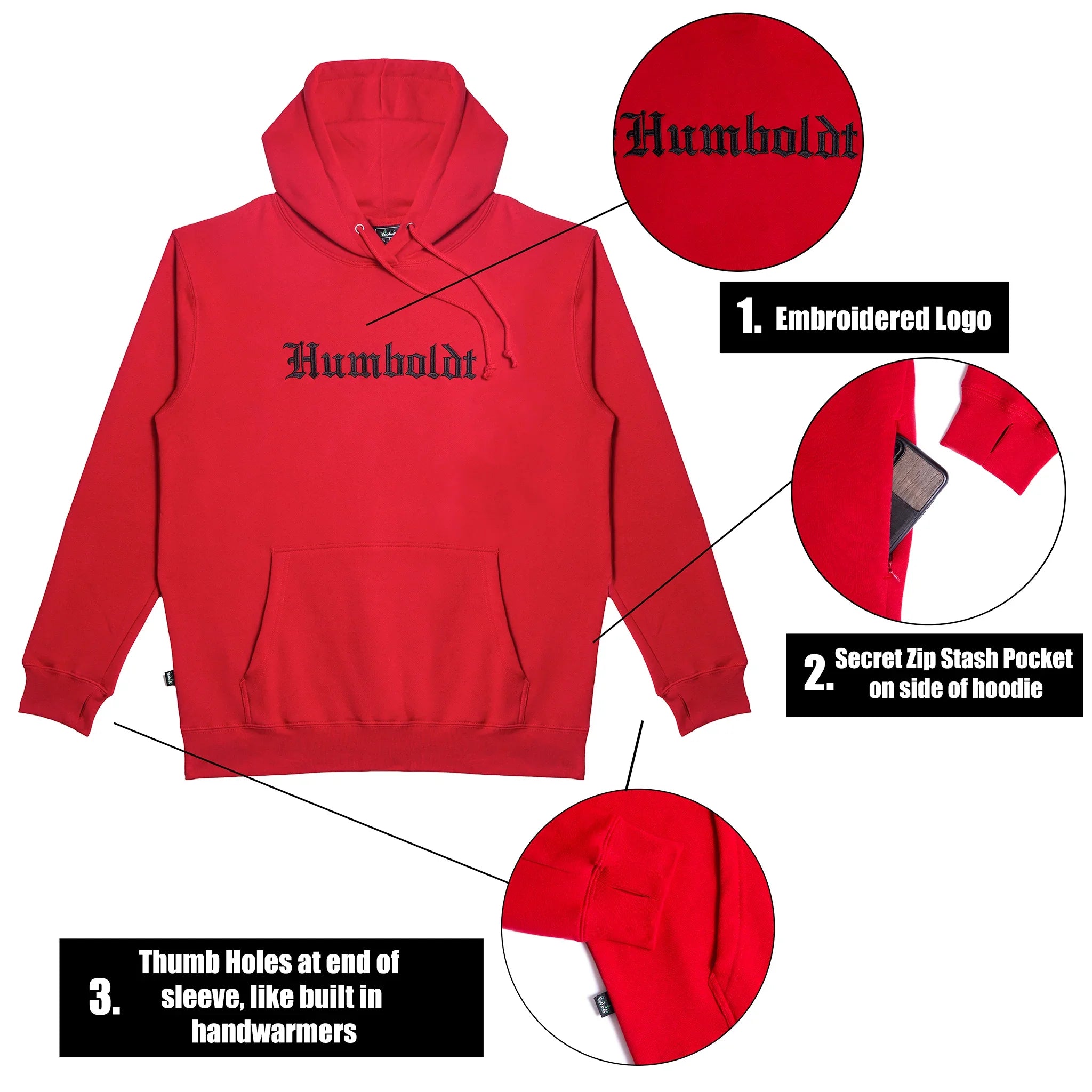Old English EMB P/O RED-BLK Pullover Hoodie