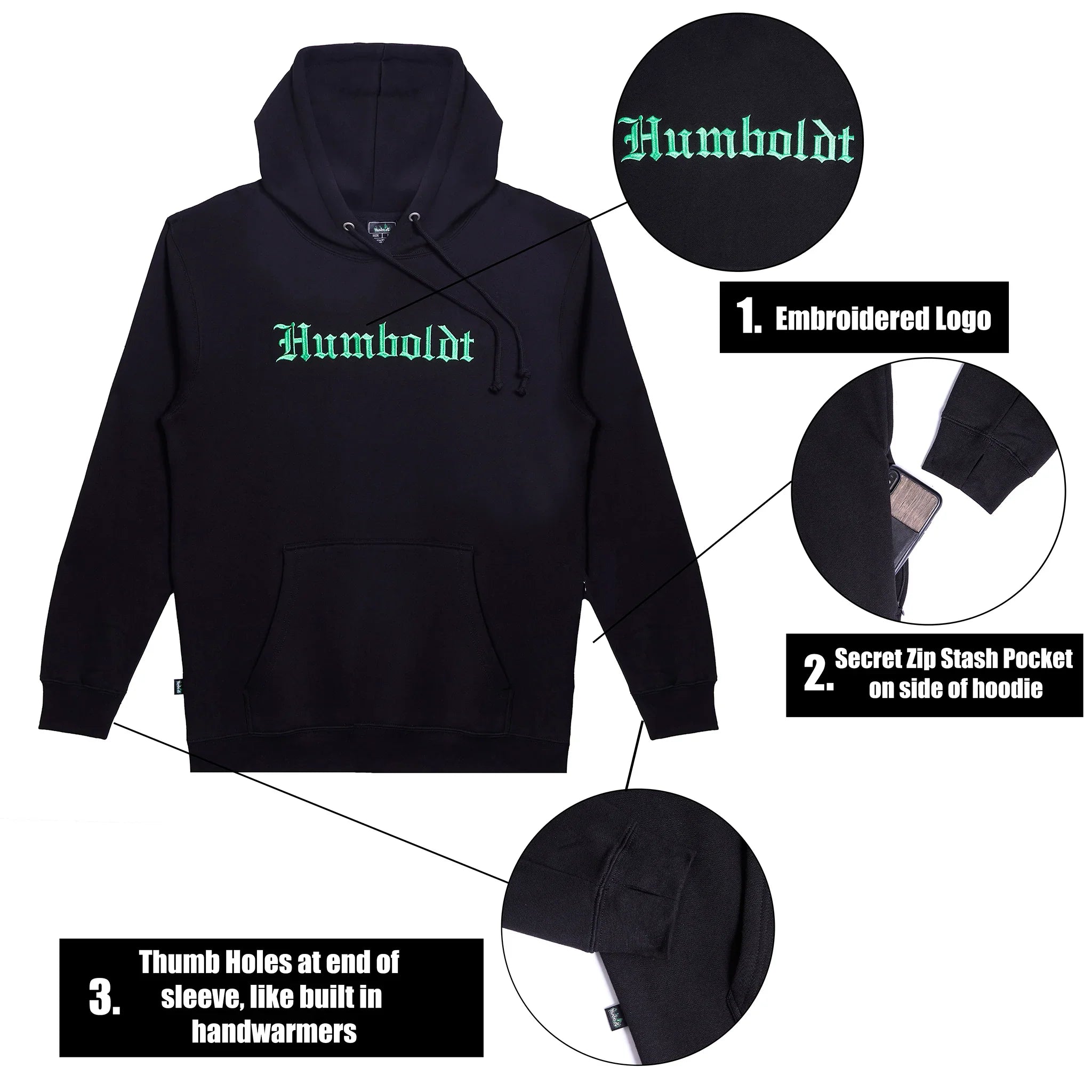 Old English EMB P/O BLK-KEL Pullover Hoodie