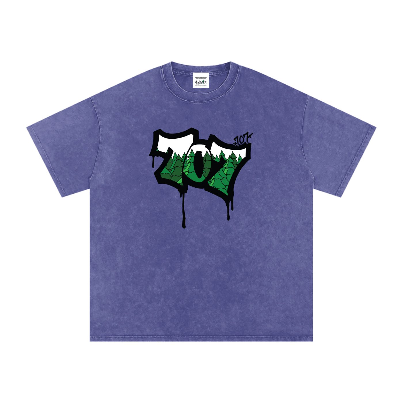 707 Trees Snow Washed Oversized Cotton T-Shirt-CUSTOM ORDER