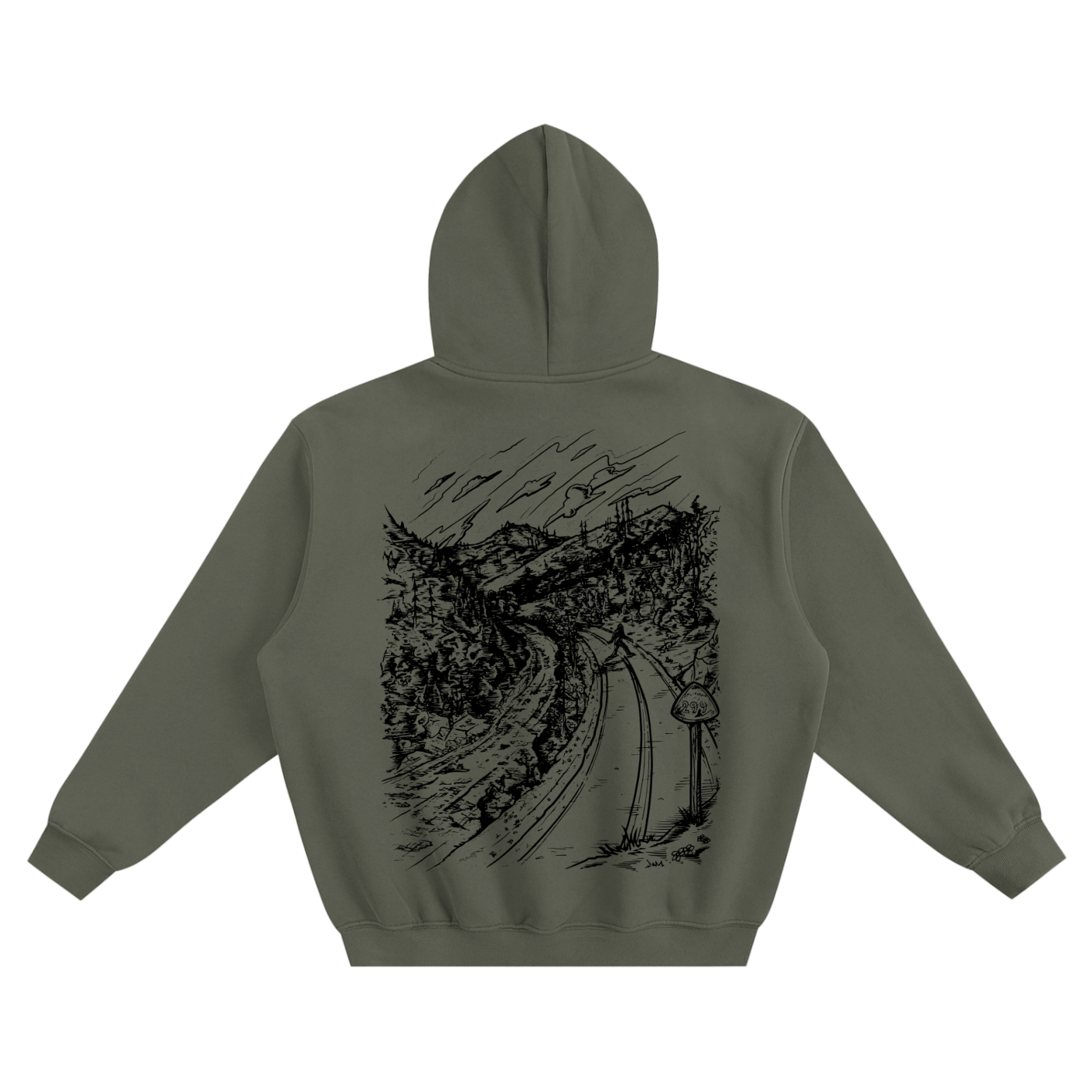 Highway 299 Bigfoot Fleeced Boxy Pullover Hoodie - CUSTOM ORDER