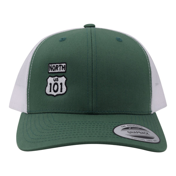 CB 101 North Retro Trucker Snap Hat Evergreen/White