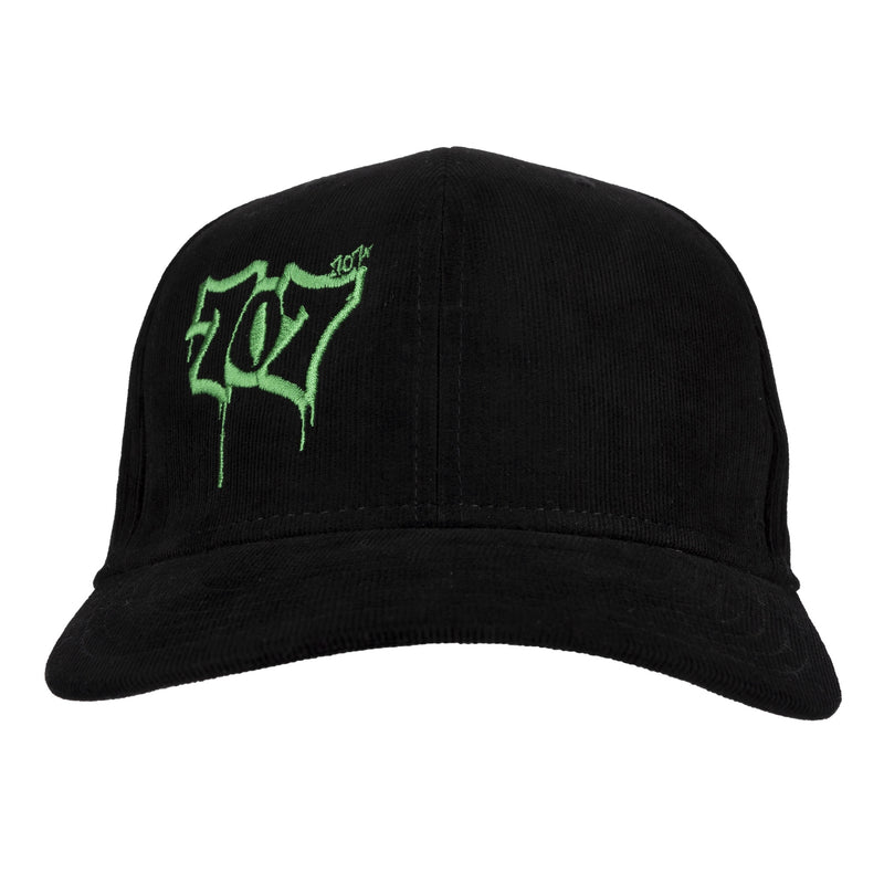 Curved Bill 707 Corduroy Ace Snap Hat Black