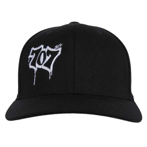 Curved Bill 707 Wool Flex Hat Black-White