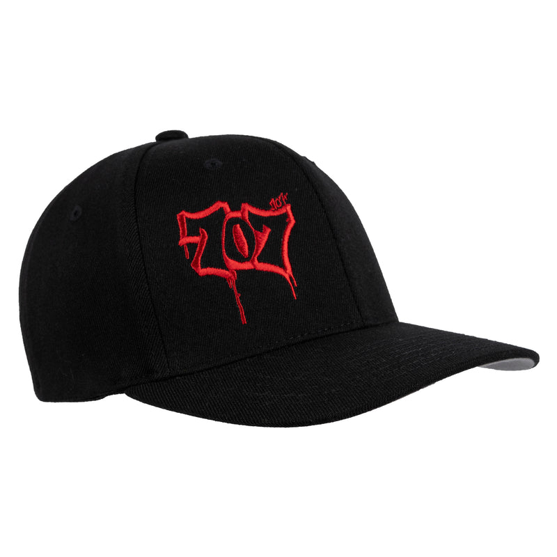 Curved Bill 707 Wool Flex Hat Black-Red