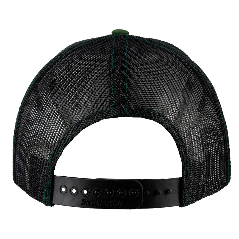 Curved Bill PVC Label Richardson 112 Snap Hat Green Camo/Black