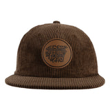 Flat Bill Corduroy Leather Patch Hat Brown