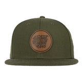 Flat Bill Stock Leather Patch Hat Army