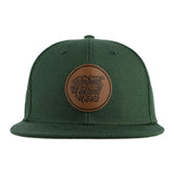 Flat Bill Stock Leather Patch Hat Forest Green