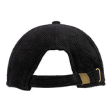 Flat Bill Corduroy Leather Patch Hat Black