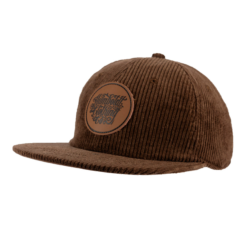 Flat Bill Corduroy Leather Patch Hat Brown