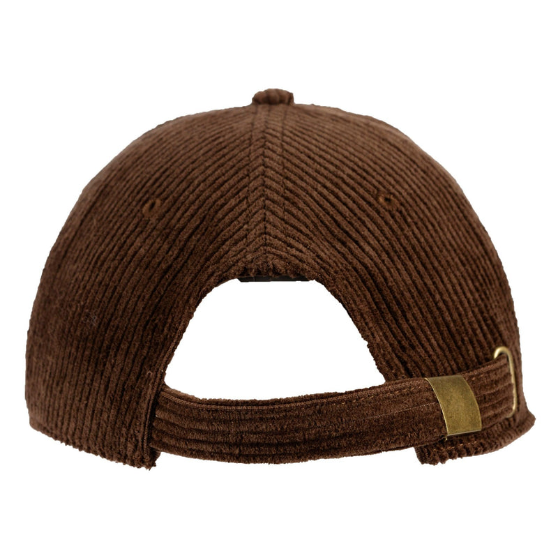 Flat Bill Corduroy Leather Patch Hat Brown