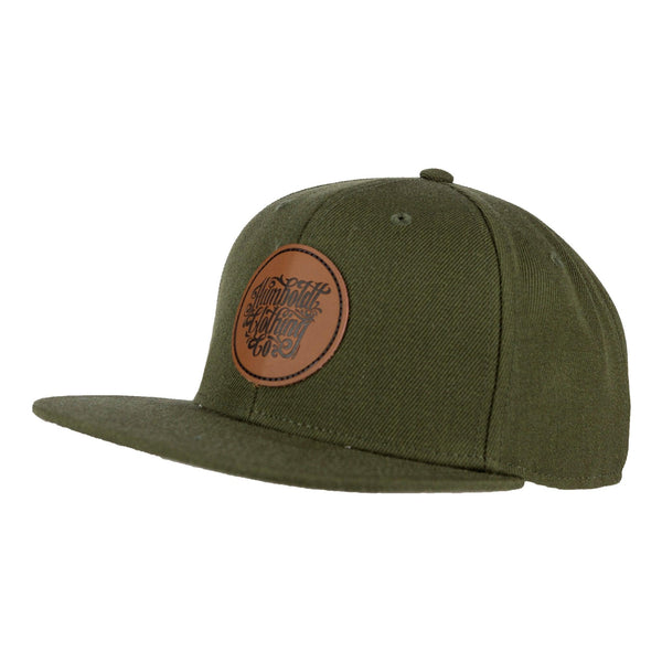 Flat Bill Stock Leather Patch Hat Army