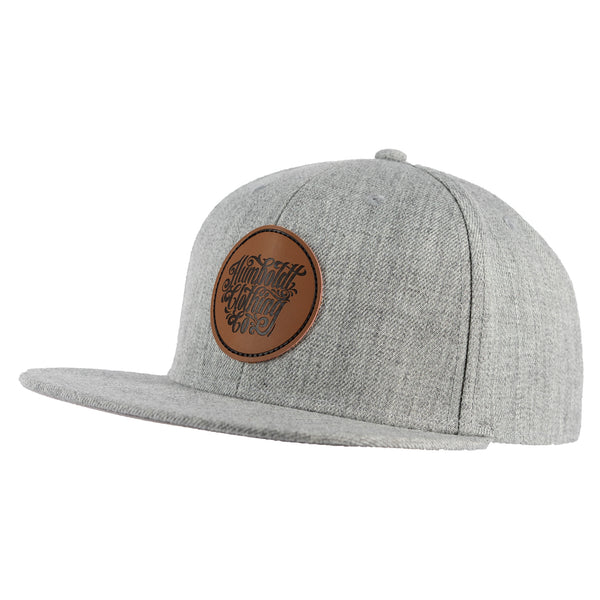 Flat Bill Stock Leather Patch Hat Athletic Heather