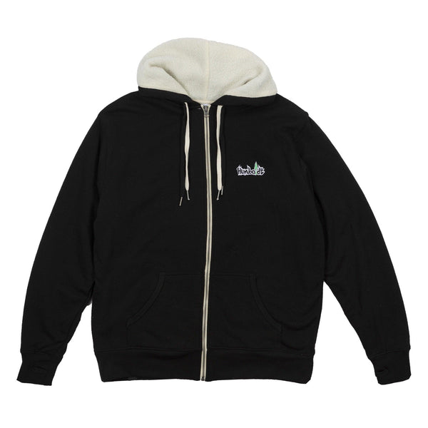 Heavyweight Sherpa Lined Zip Hoodie Black